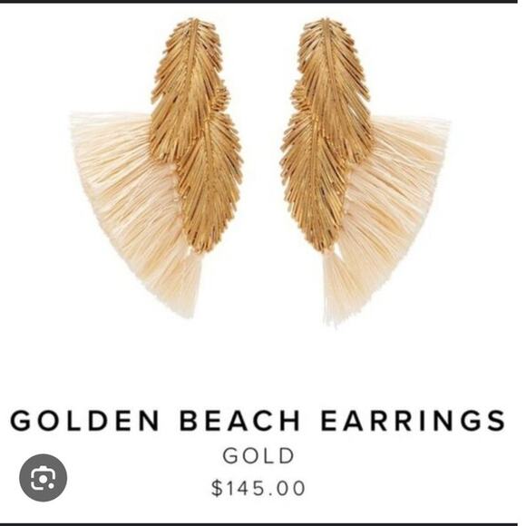 India Hicks Golden Beach Feather Fringe Earrings - Picture 5 of 7